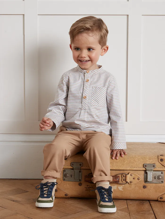 Baby Cyrillus Baby Boy TwoColor Gingham Check Shirt Carreaux Marronciel