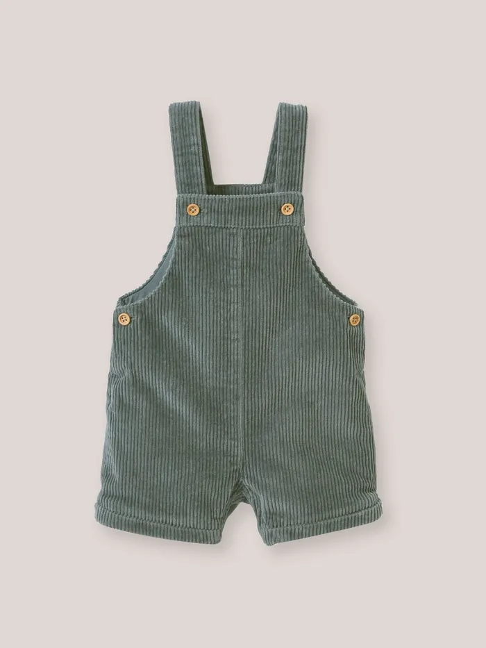 Baby Cyrillus Birth Short Velour Dungarees Glacier