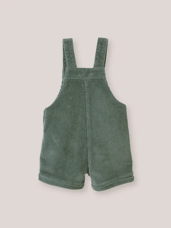 Baby Cyrillus Birth Short Velour Dungarees Glacier