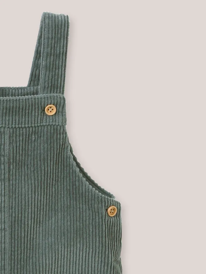 Baby Cyrillus Birth Short Velour Dungarees Glacier