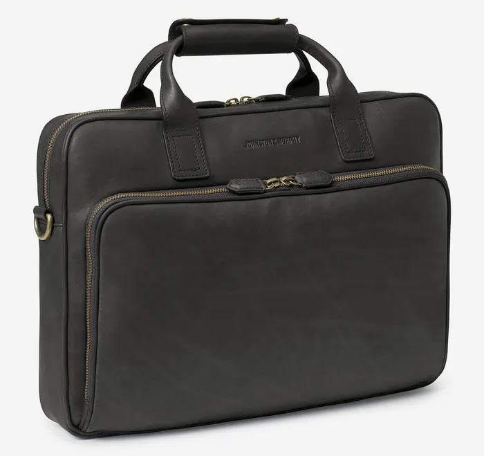 Backpacks and Briefcases Men Johnston and Murphy Rhodes Briefcase Black Full Grain