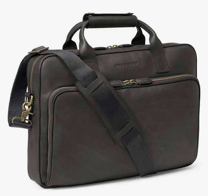 Backpacks and Briefcases Men Johnston and Murphy Rhodes Briefcase Black Full Grain