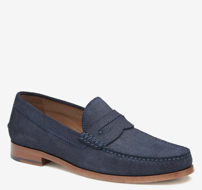Baldwin Penny Loafer Navy English Suede Men SlipOns and Loafers Johnston and Murphy