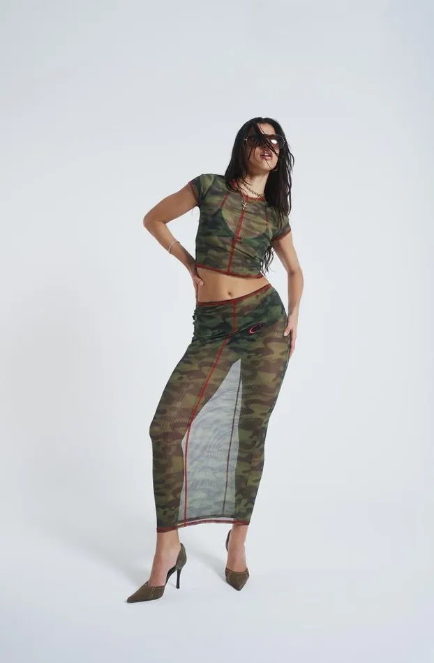 Beach Coords Women Jaded London Astro Camo Mesh Baby Tee