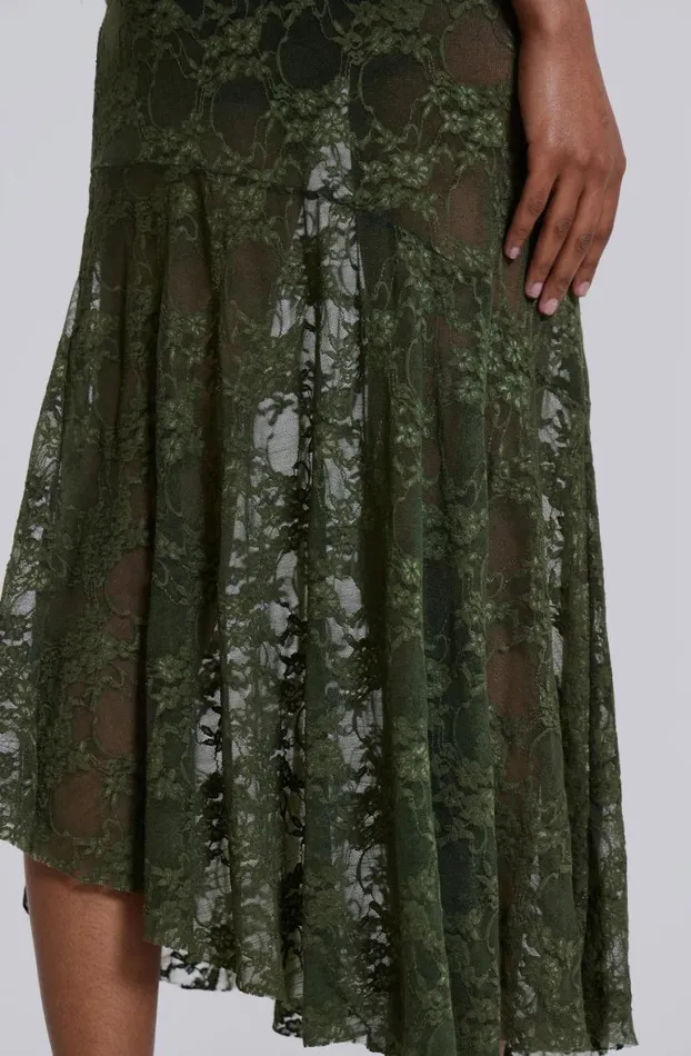 Beach Cover Ups Women Jaded London Rhea Khaki Lace Midi Skirt