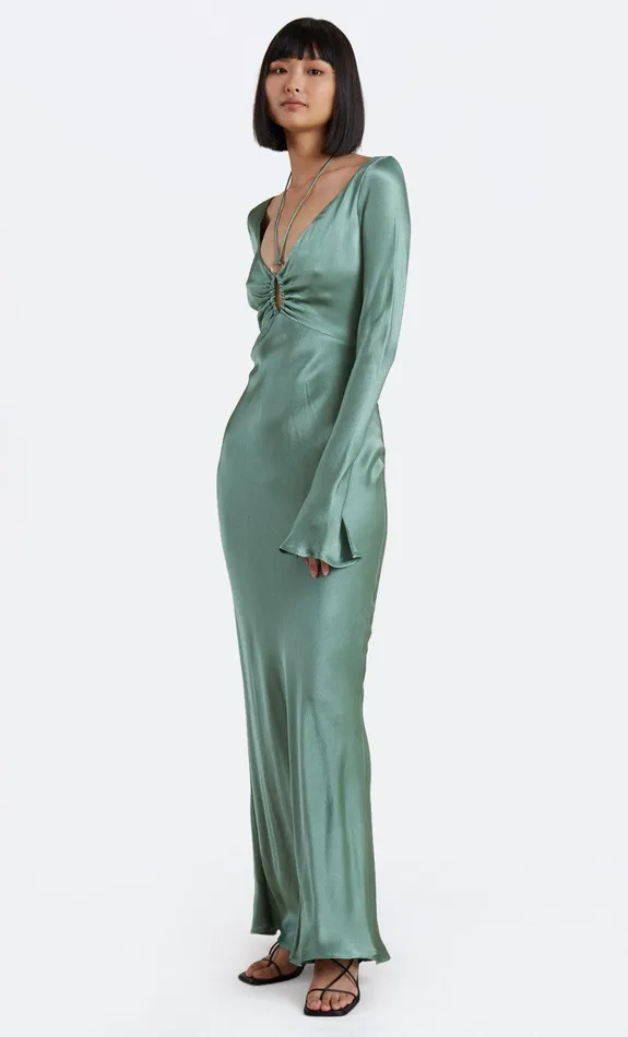 Bec Bridge Dresses MALYKA LONG SLEEVE MAXI DRESS Moss Green 8211 Women