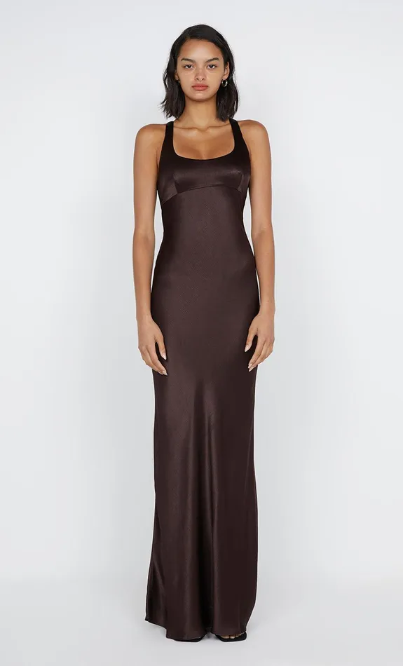 Bec Bridge Dresses MAXINA CROSSOVER DRESS Dark Chocolate 8211 Women