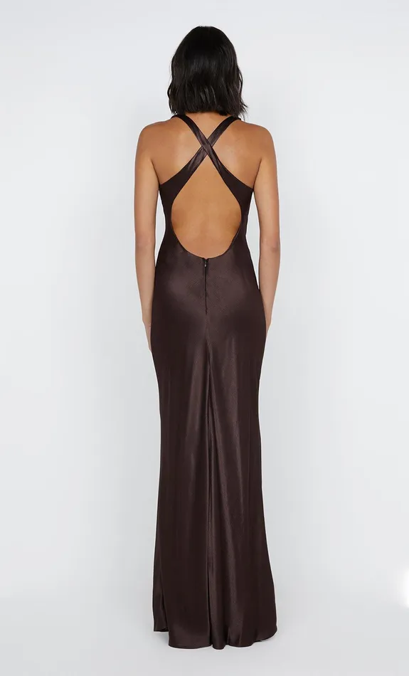 Bec Bridge Dresses MAXINA CROSSOVER DRESS Dark Chocolate 8211 Women