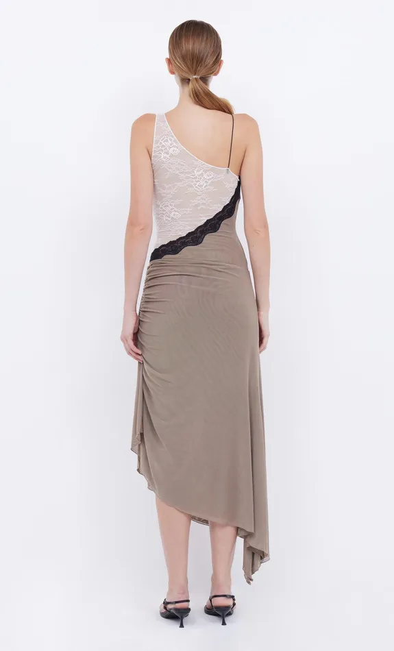 Bec Bridge Event Wear Dresses ABRIELLE ASYM MIDI DRESS Taupeivory 8211 Women