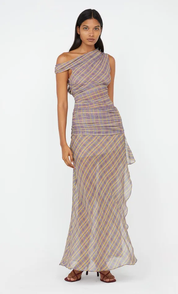 Bec Bridge Event Wear Dresses AURELIA ASYM DRESS Violet Check 8211 Women