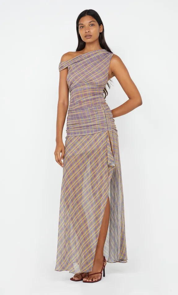 Bec Bridge Event Wear Dresses AURELIA ASYM DRESS Violet Check 8211 Women