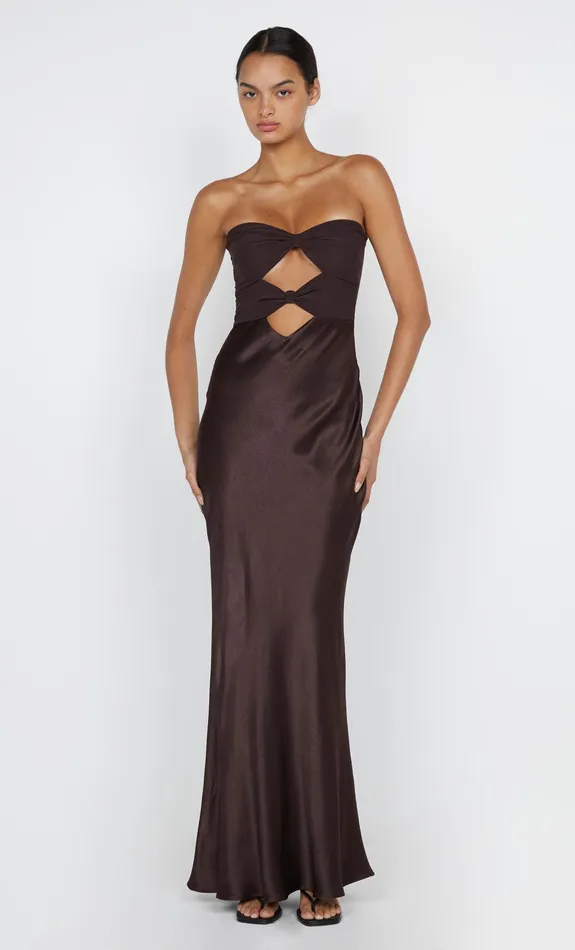 Bec Bridge Event Wear Dresses HALLE STRAPLESS DRESS Chocolate 8211 Women