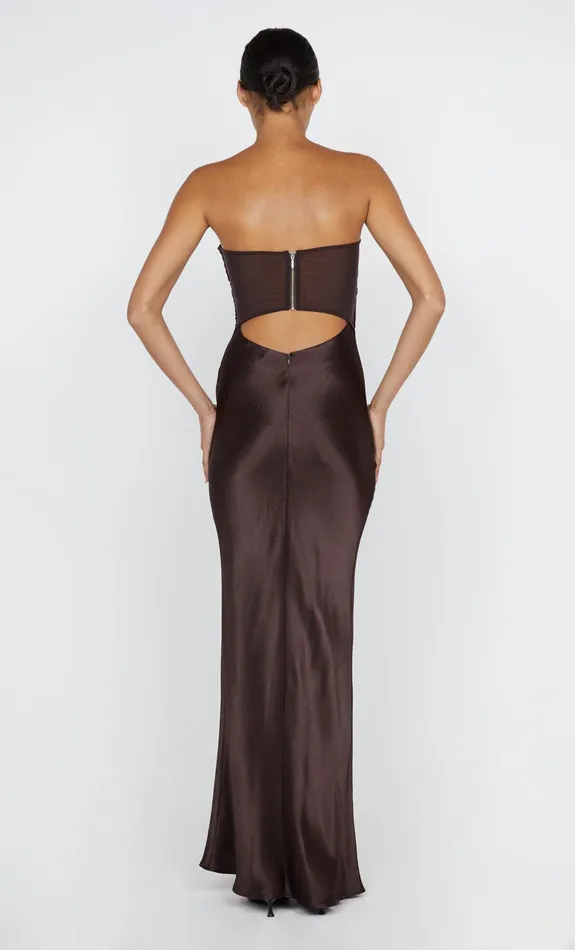 Bec Bridge Event Wear Dresses HALLE STRAPLESS DRESS Chocolate 8211 Women