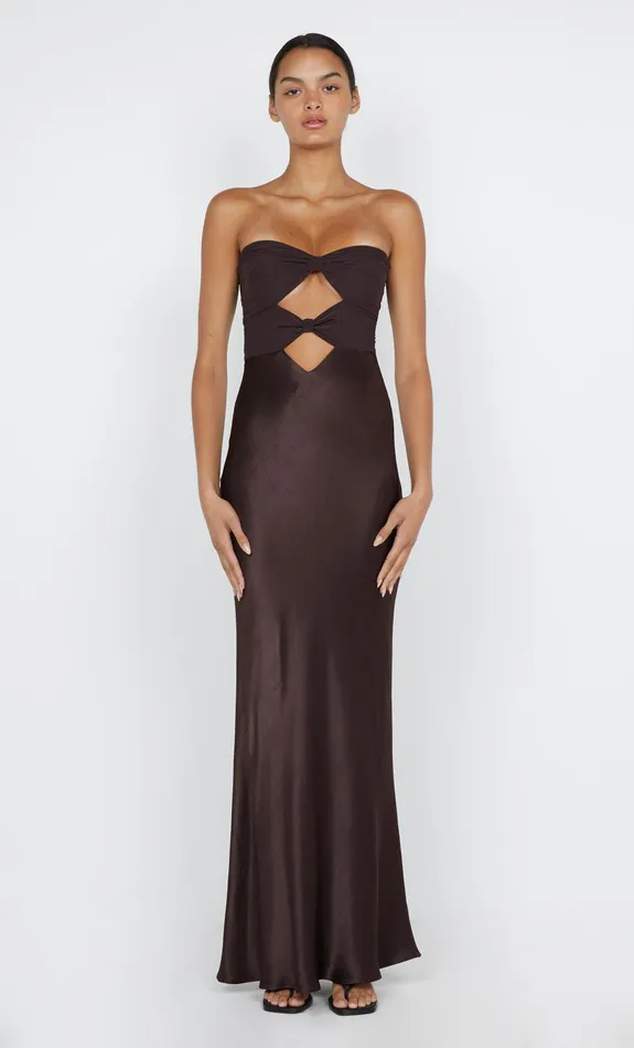 Bec Bridge Event Wear Dresses HALLE STRAPLESS DRESS Chocolate 8211 Women