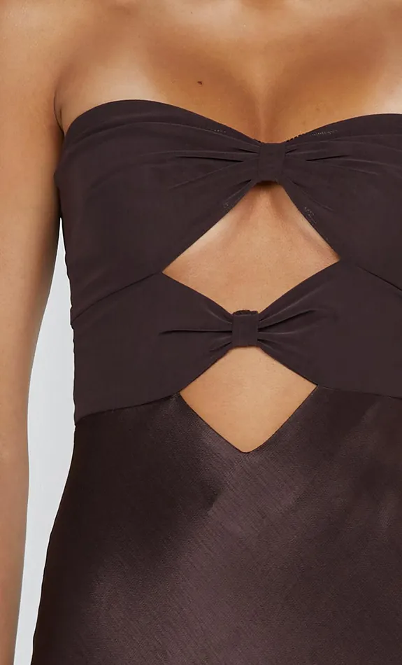Bec Bridge Event Wear Dresses HALLE STRAPLESS DRESS Chocolate 8211 Women