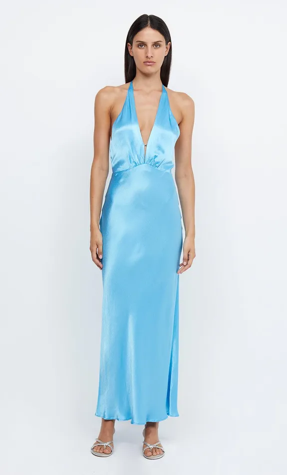 Bec Bridge Event Wear Dresses INDI HALTER MAXI DRESS Topaz Blue 8211 Women