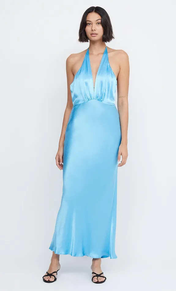 Bec Bridge Event Wear Dresses INDI HALTER MAXI DRESS Topaz Blue 8211 Women