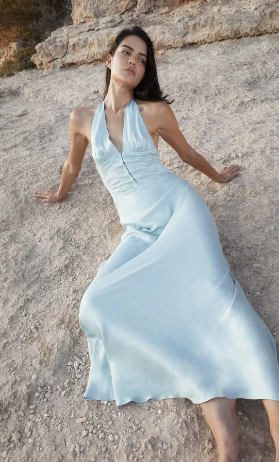 Bec Bridge Maxi Dresses AKARI HALTER DRESS Cloud Blue 8211 Women
