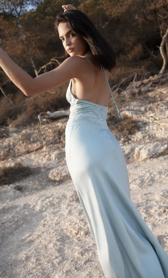 Bec Bridge Maxi Dresses AKARI HALTER DRESS Cloud Blue 8211 Women