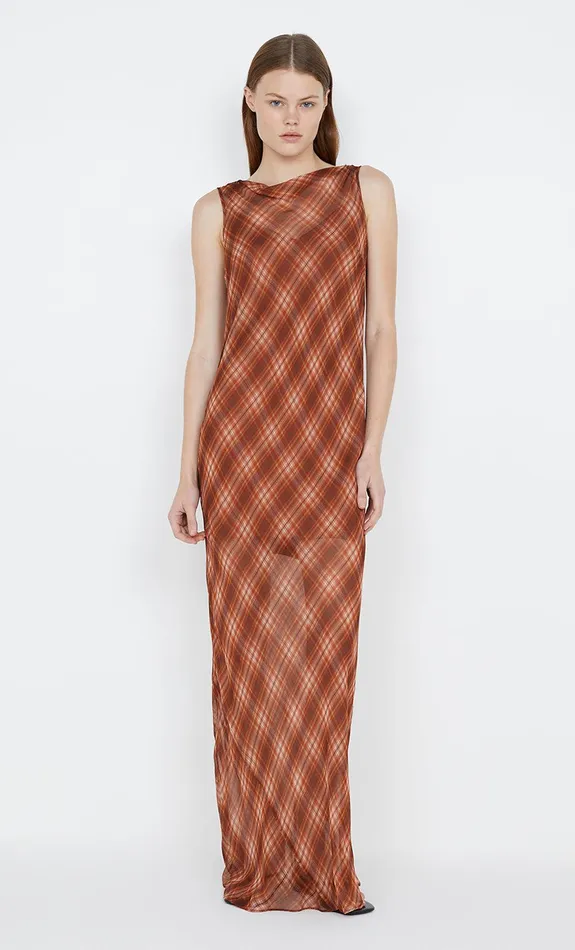 Bec Bridge Maxi Dresses DEVI BOATNECK DRESS Desert Check 8211 Women
