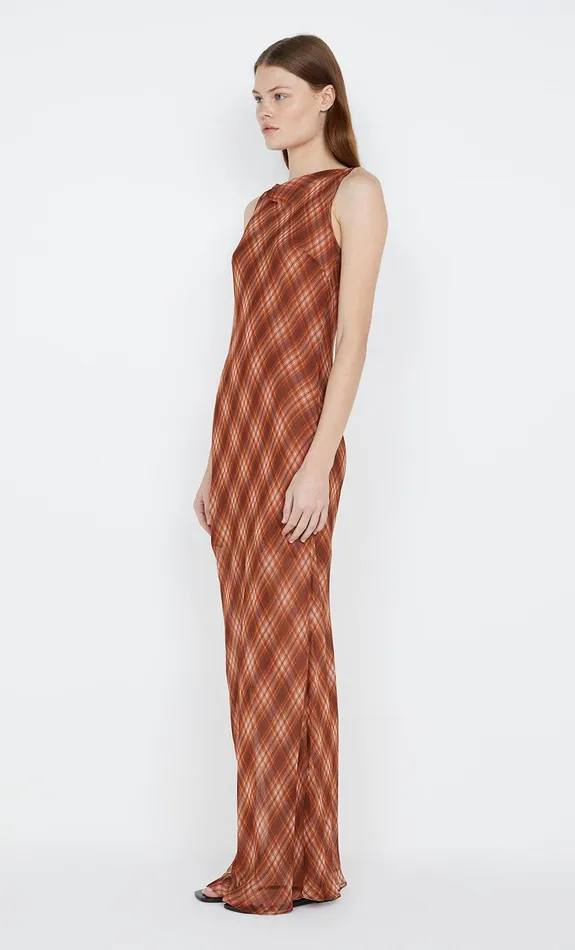 Bec Bridge Maxi Dresses DEVI BOATNECK DRESS Desert Check 8211 Women