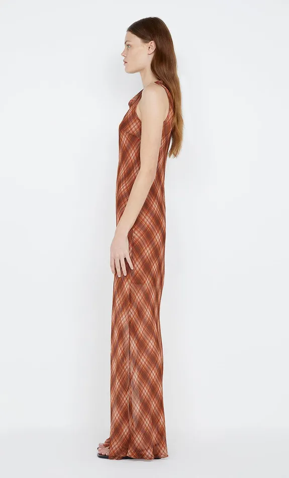 Bec Bridge Maxi Dresses DEVI BOATNECK DRESS Desert Check 8211 Women