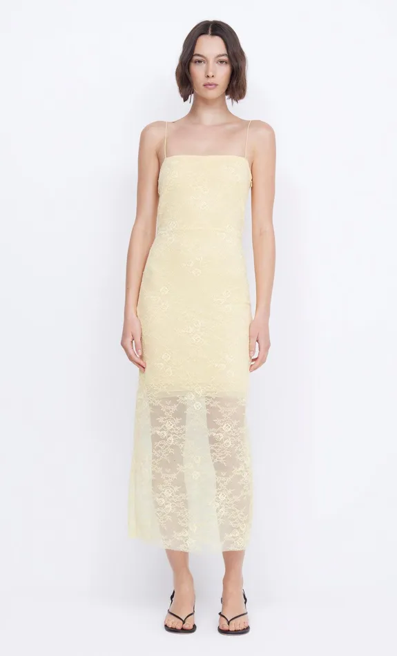 Bec Bridge Midi Dresses JULIETTE COLUMN MIDI DRESS Butter Yellow 8211 Women