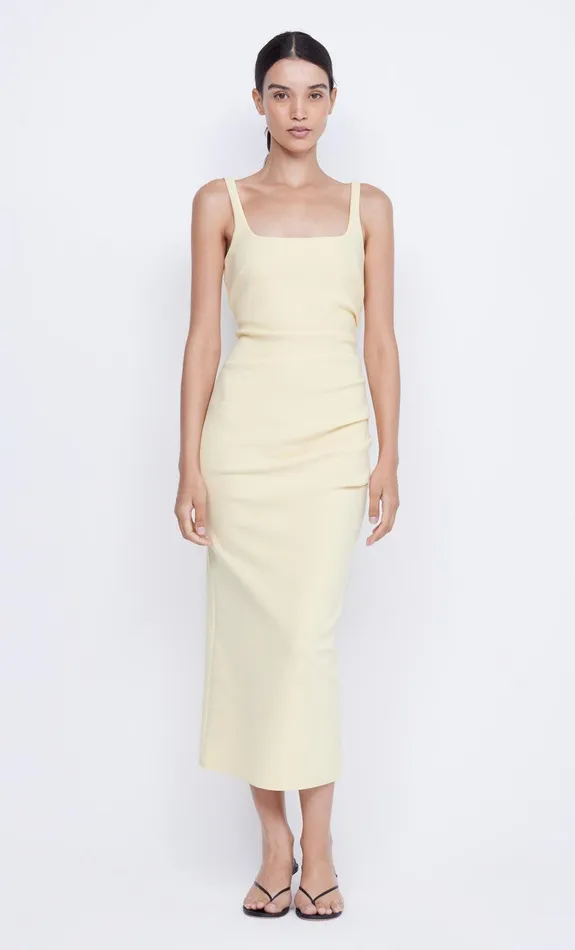 Bec Bridge Midi Dresses KARINA TUCK MIDI DRESS Butter Yellow 8211 Women