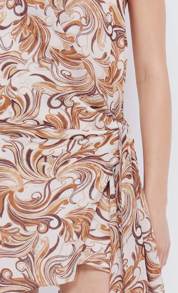Bec Bridge Mini Dresses JOCELYN WRAP MINI DRESS Cream Swirl 8211 Women