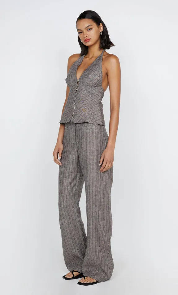 Bec Bridge Pants ZURI STRAIGHT LEG PANT Taupeivory Stripe 8211 Women