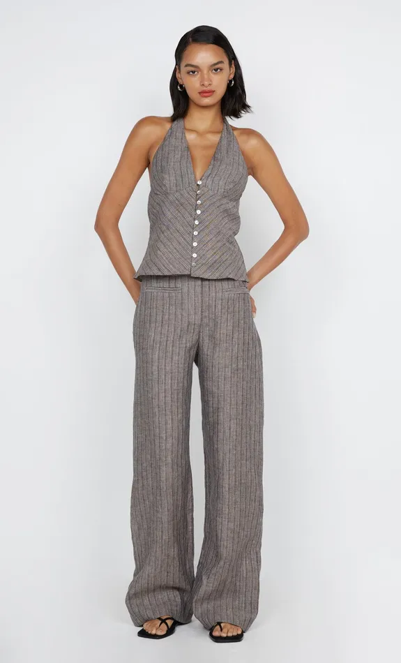 Bec Bridge Pants ZURI STRAIGHT LEG PANT Taupeivory Stripe 8211 Women