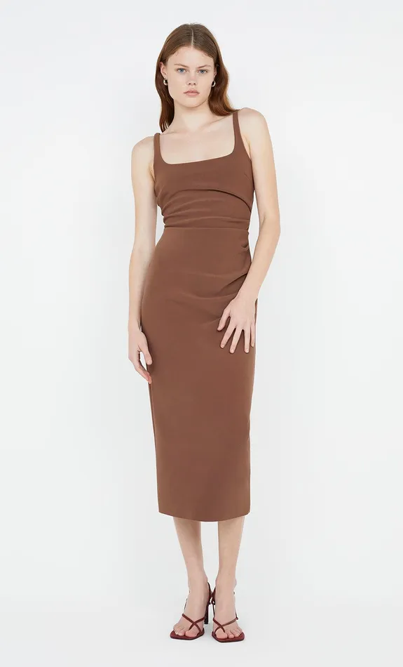 Bec Bridge Prom Dresses KARINA TUCK MIDI DRESS Chocolate 8211 Women