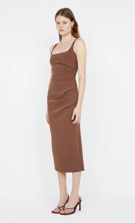 Bec Bridge Prom Dresses KARINA TUCK MIDI DRESS Chocolate 8211 Women