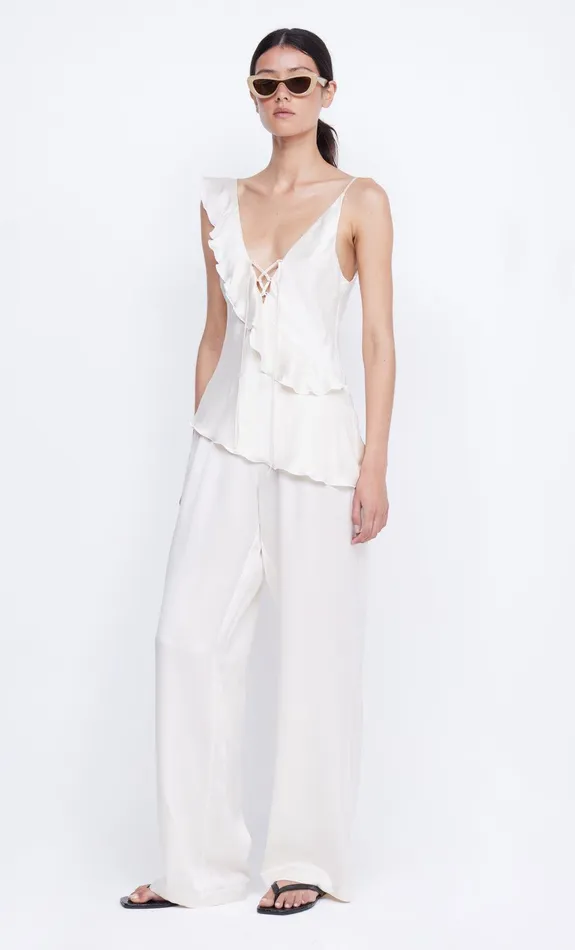 Bec Bridge Tops CHANTILLY SILK FRILL CAMI Ivory 8211 Women