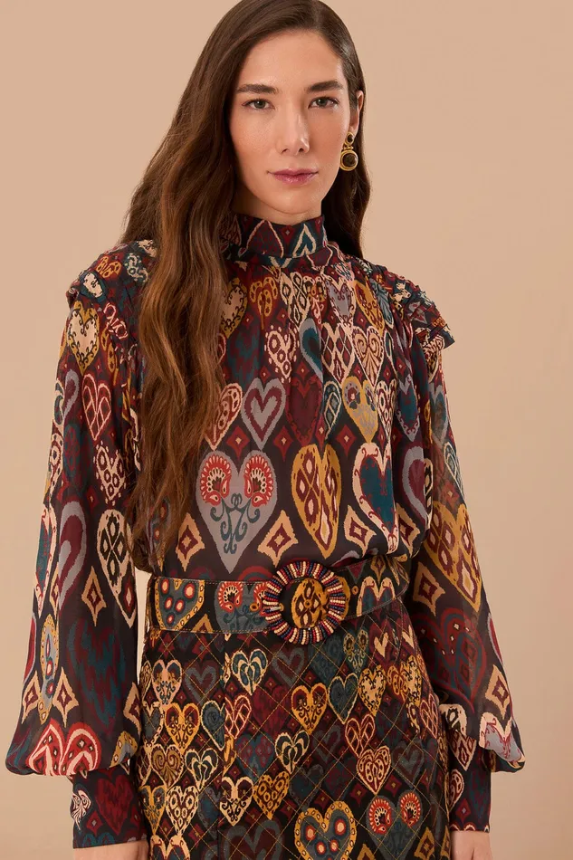Black Hearts Ikat Blouse Women Farm Rio Blouses