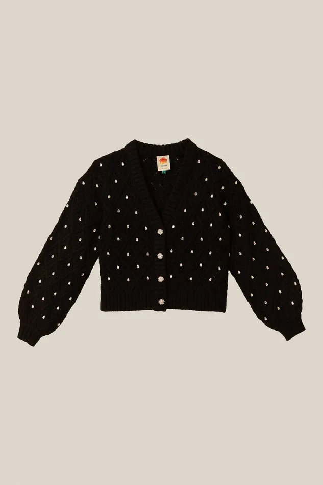 Black Lace Knit Sweater Women Farm Rio Sweaters and Sweatshirts