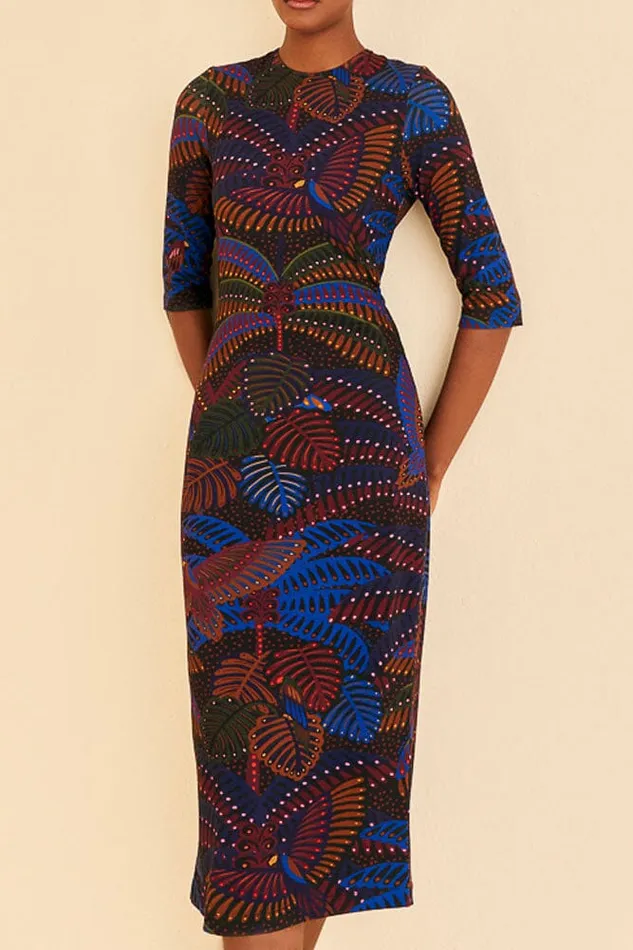 Black Midnight Island Short Sleeve Midi Dress Women Farm Rio Midi Dresses