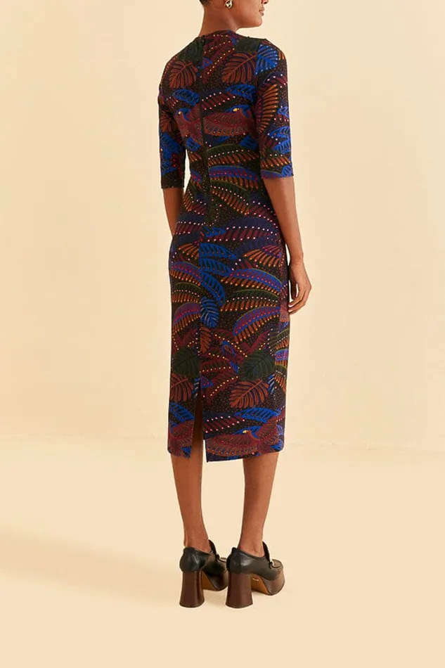 Black Midnight Island Short Sleeve Midi Dress Women Farm Rio Midi Dresses