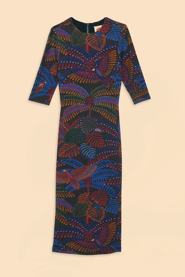 Black Midnight Island Short Sleeve Midi Dress Women Farm Rio Midi Dresses