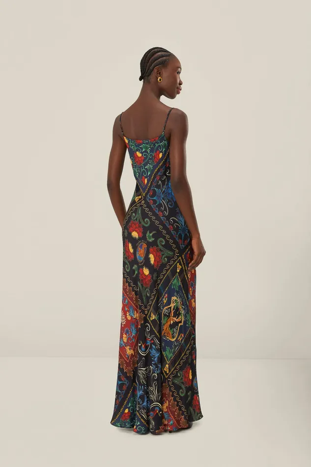 Black Mixed Arabesque Scarves Sleeveless Lenzing Ecovero Maxi Dress Women Farm Rio Maxi Dresses