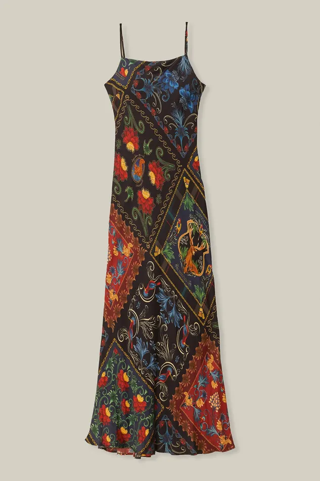 Black Mixed Arabesque Scarves Sleeveless Lenzing Ecovero Maxi Dress Women Farm Rio Maxi Dresses