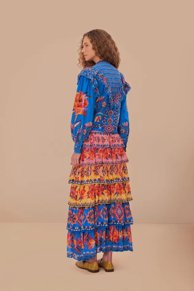 Blue Lucy Floral Ainika Maxi Skirt Women Farm Rio Skirts