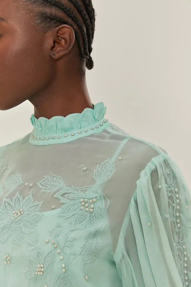Blue Short Sleeve Blouse Women Farm Rio Blouses