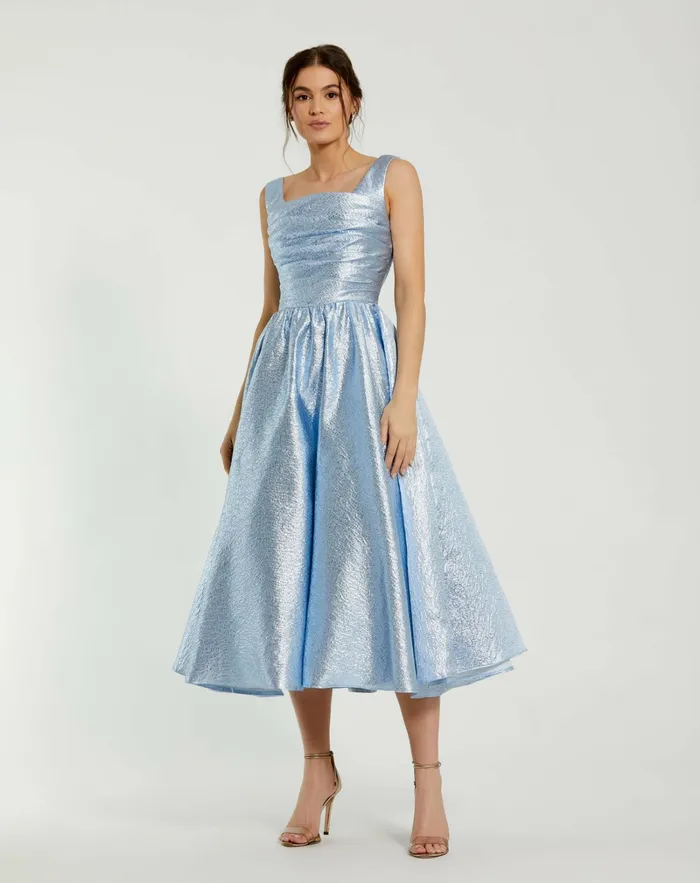 Blue Square Neck Sleeveless A Line Dress Ice Blue Best Sellers Mac Duggal Women