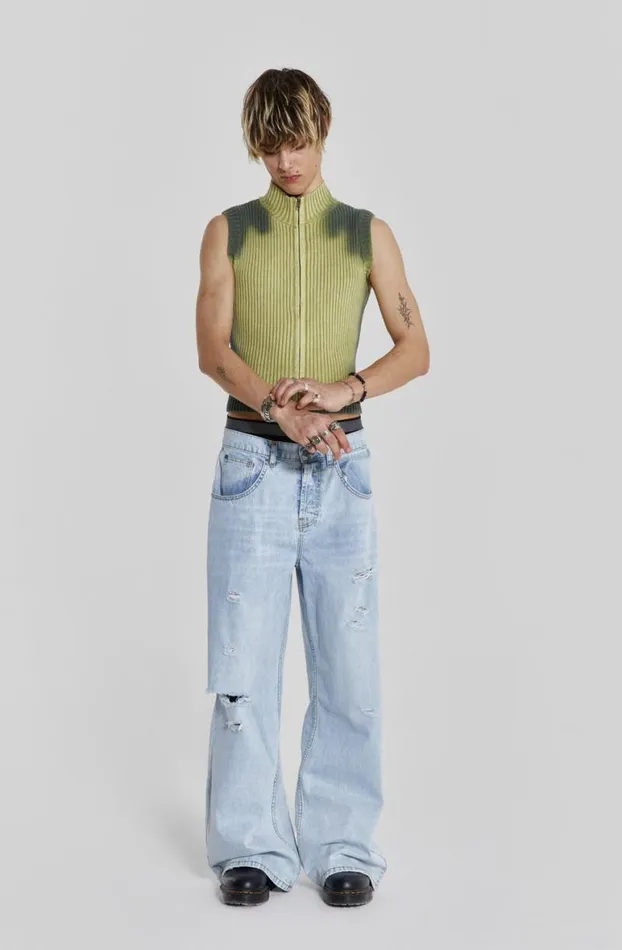 Bootcut Jeans MenWomen Jaded London Bleached Blue Colossus Flare Jeans
