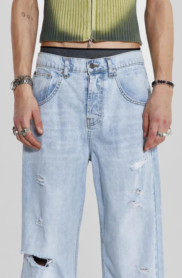 Bootcut Jeans MenWomen Jaded London Bleached Blue Colossus Flare Jeans