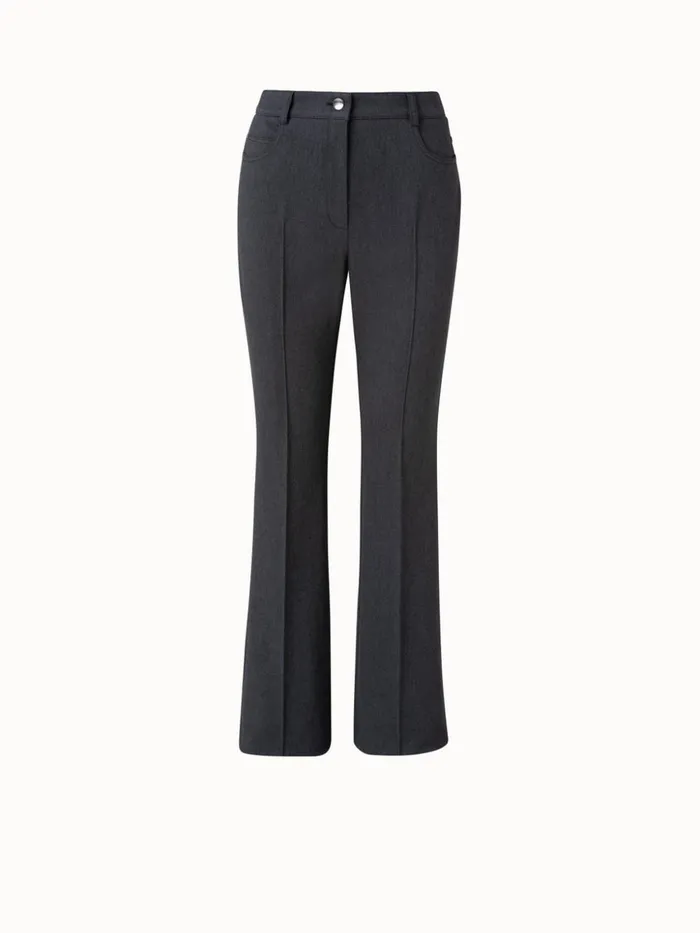 Bootcut Leg Pants In Cotton Denim Stretch Graphite Women Akris Pants