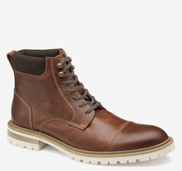 Boots Barrett Cap Toe Boot Cognac Full Grain Johnston and Murphy Men