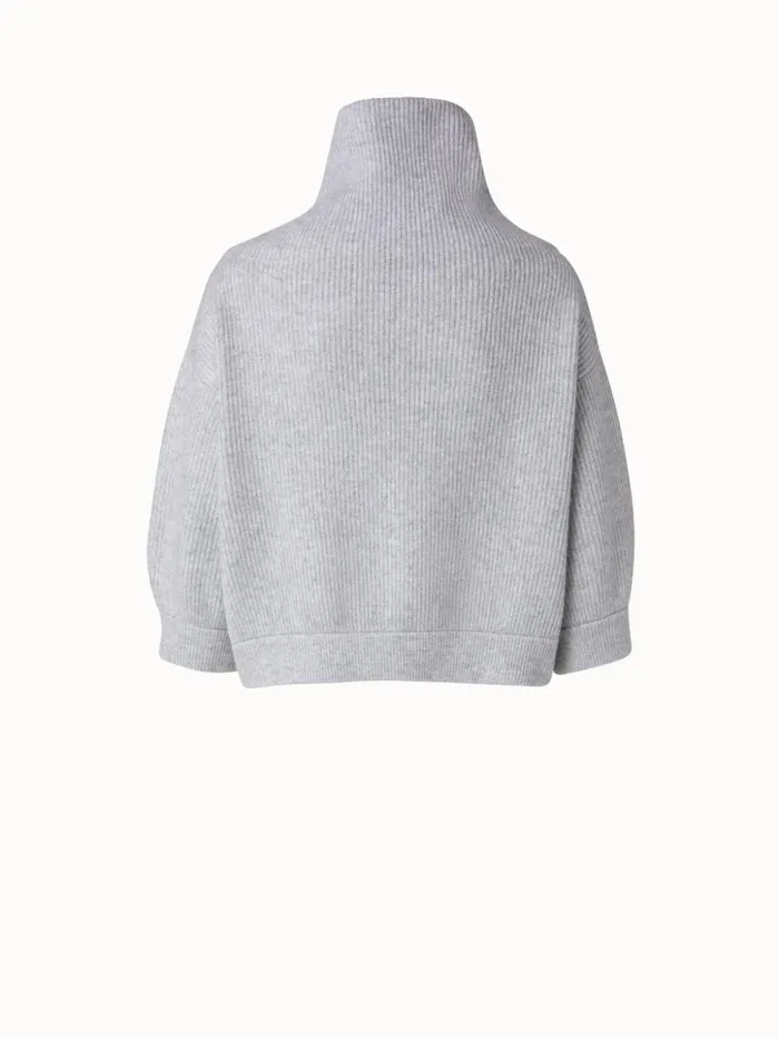 Boxy Ribbed Knit Cashmere Pullover Light Melange Women Akris Knitwear