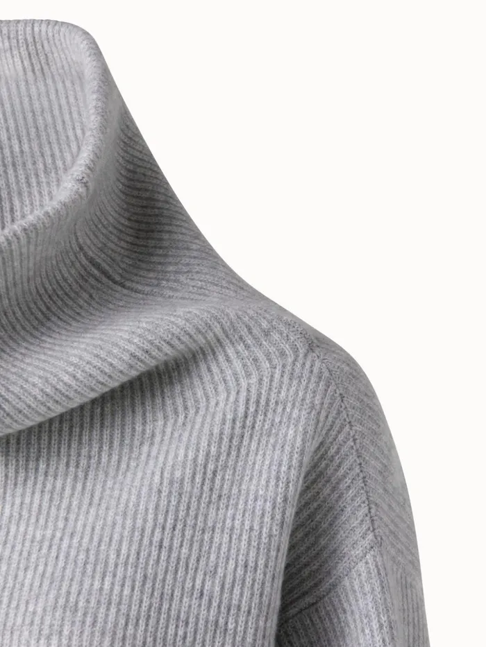Boxy Ribbed Knit Cashmere Pullover Light Melange Women Akris Knitwear